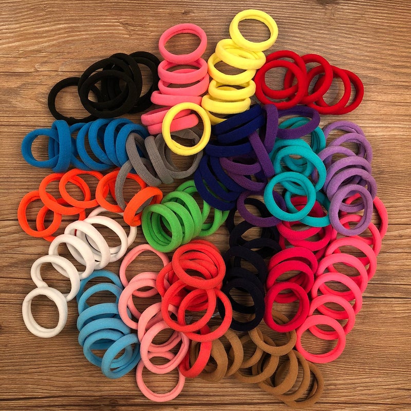 XIMA 60pcs Nylon Elastic Hair Ties Hair Ties Bands Rope No Crease Elastic Fabric Large Cotton Stretch Ouchless Ponytail Holders (60pcs-Tan(HT007-17)) - Image 5